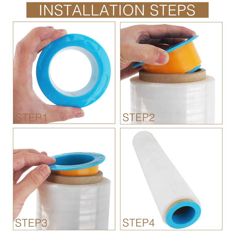 OVOV 10 Pairs Stretch Wrap Dispenser Shrink Wrap Handle Stretch Wrap Holder Stretch Film Wrap for Moving Plastic Hand Saver Fit for 3    Core (Blue+Orange) - Image 5